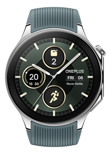 Oneplus Watch 2 Reloj Inteligente 46mm Bluetooth Deporte Caja Plateado Malla Verde Bisel Plateado Diseño De La Malla Mesh