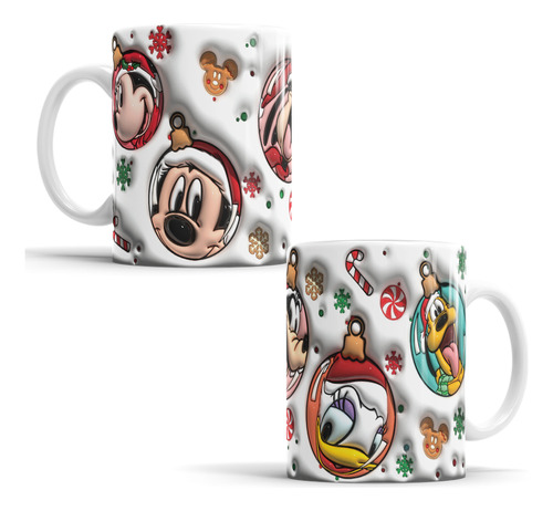 Taza Navideña En 3d Mickey Mouse Personalizada 11oz Mod425