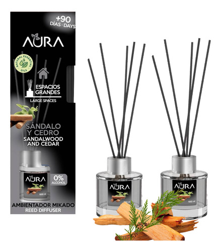 Aura Aromatizante Ambientador Mikado Base/varillas 100ml 2pz