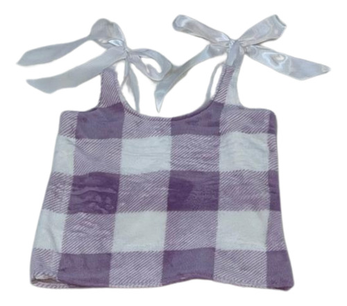 Set De Pijama Para Mujer De Cuadros Lila |blusa Y Pantalón