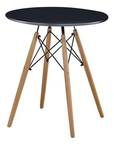 Mesa de comedor redonda Eames Travel Max de 80 cm, color negro