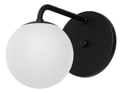 Arandela Jabuticaba Curvada Luminária De Parede Globo Leitoso 12cm Cor Preto G9 Mf193 Mega Forte Iluminação