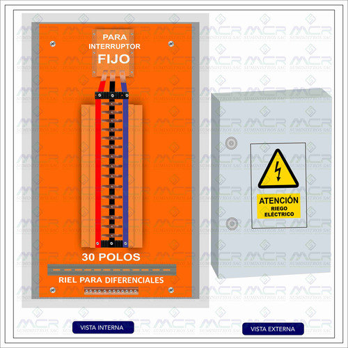 Tablero 30 Polos Metalico Adosable Para Interruptor Fijo