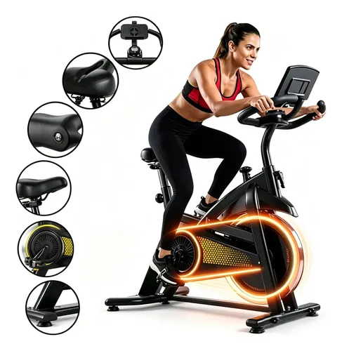 Bicicleta Ergométrica Spinning Profissional 2m Inércia 13kg Vermelho 1.2v