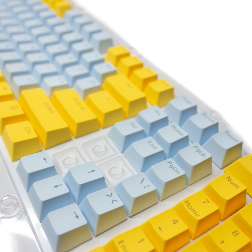 Keycaps Set Color Amarillo + Celeste Pastel