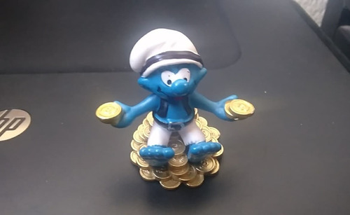 2013 Schleich Peyo Smurfs Coins Pvc Figure 5 Cms