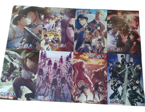 Set De 8 Posters Shingeki No Kyojin Cada Poster Mide 42x29cm