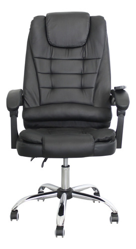 Cadeira Escritório Presidente Massagem E Aquecimento Bivolt Cor Preto Material do estofamento Couro sintético