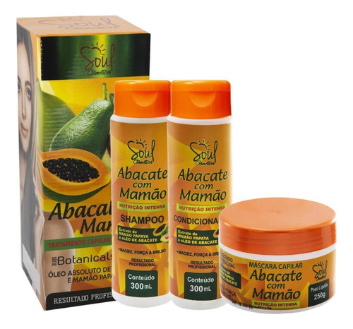  Kit Shampoo Condicionador Mascara Soul Abacate Com Mamão