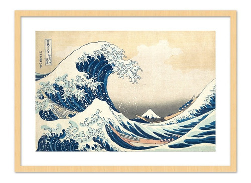 Cuadro La Gran Ola De Kanagawa Hokusai 40x30 Cm Calidad Myc