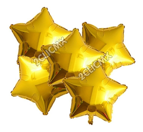 Globos Metalicos Estrella Dorado 45 Cm Mayoreo 5 Pz