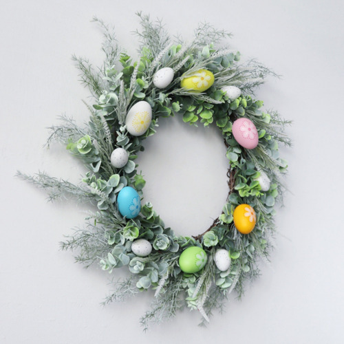Huevos De Pascua En Forma De U, Plantas Verdes, Guirnaldas,
