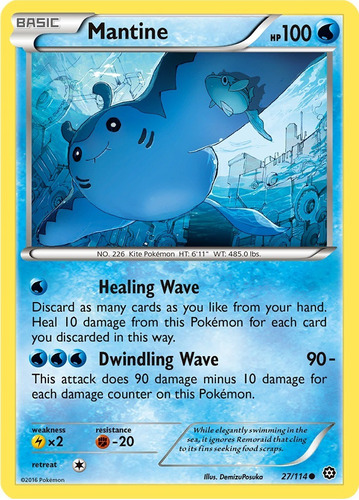 Cartas Pokemon Xy Steam Siege Mantine 27/114 Reverse