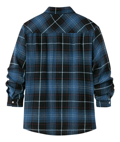 Blusas Masculinas Xadrez Com Gola Virada Para Baixo Com Bols