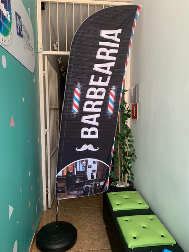 Windbanner Barbearia Dupla Face Fly Flag  Kit Completo 3m