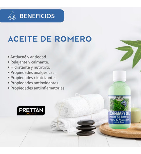 Aceite Spa Prettan Xiii Para Masaje Corporal De Romero 126ml