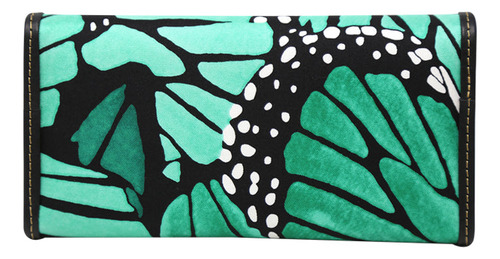 Cartera De Bolsillo Pineda Covalin Diseño Mariposa Macro Color Verde Esmeralda
