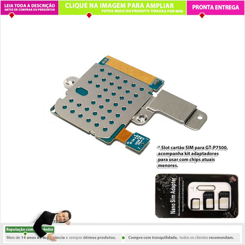 Leitor Chip Sim Galaxy Tab Gt P7500 10.1 + Adaptadores |p2
