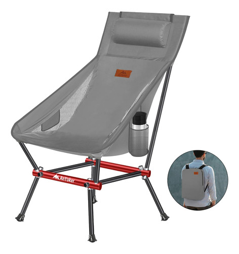 Silla De Camping Plegable Portátil Con Bolsillo Lateral