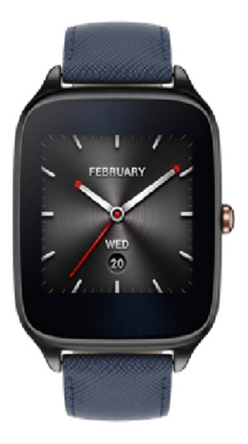 Smartwatch Asus ZenWatch 2, caixa de aço inoxidável preta de 1,63", malha de couro azul e marrom WI501Q