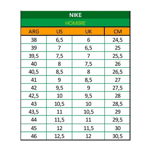 Tabla de tallas nike ojotas sale