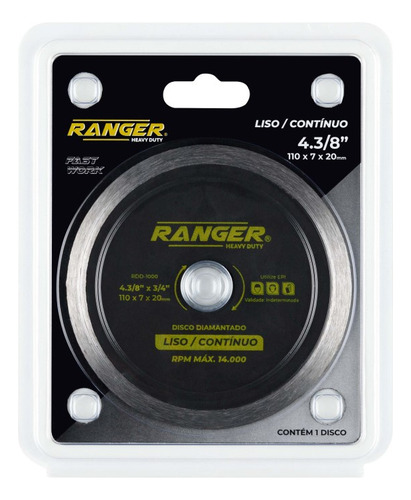 Disco Corte Ranger Sks Line Rdd-1000 110mm Diamantado 4.3/8