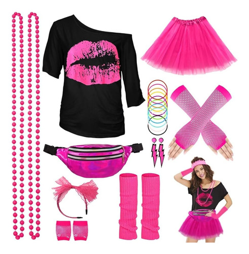 Wildparty 80s Accesorios De Disfraces Para Mujer, Camiseta T