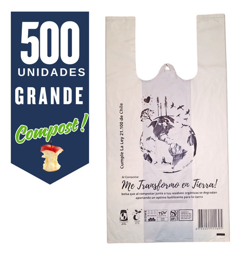 Bolsa Camiseta | Biodegradable & Compost |48x55cm | 500 Und