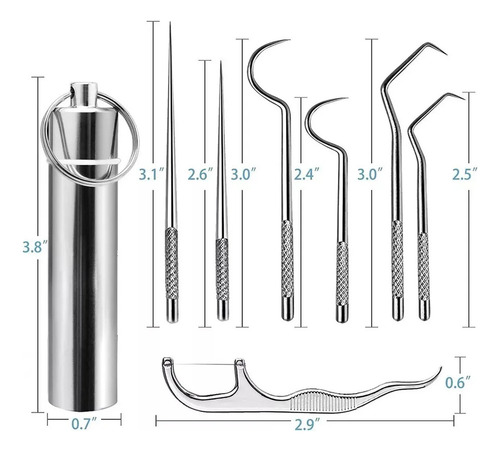 Sh Juego De Palillos De Dientes De Acero Inoxidable Con