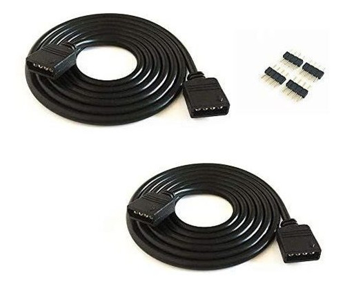 2 Pc / Paquete Negro 5m 16.4 Pies 4 Color Rgb Cable De Exten