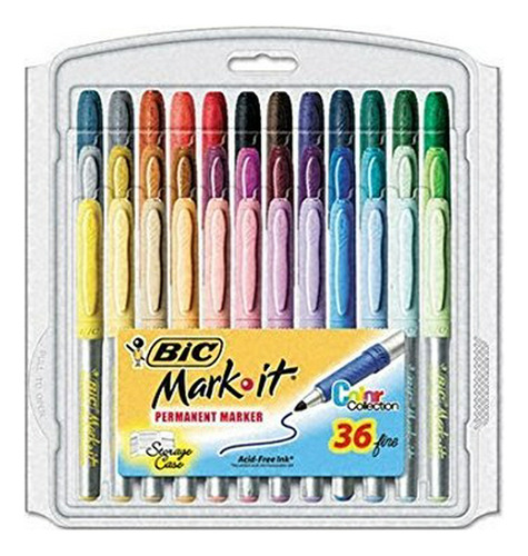 Bic Mark-it Permanent Marcadores Con Punta Fina: 36 Por Paqu