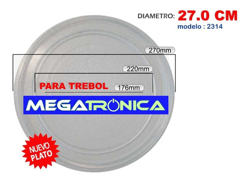 Plato Microondas Trebol Ø 27,0cm 270mm Varias Marcas +medida