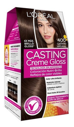 Kit Tinta L'Oréal Paris  Casting creme gloss Casting creme gloss tono 400 castaño natural 15Vol. para cabello