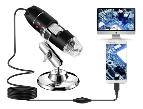 Microscópio Digital Usb 1000x Zoom Camera 2.0mp Profissional Cor Preto 5V