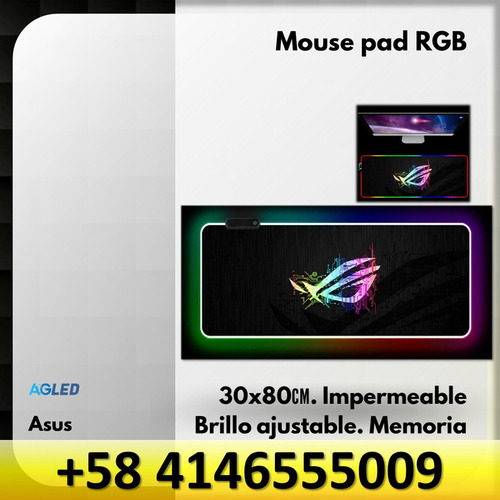 Mouse Pad Rgb 30x80cm Asus Impermeablebrillo Ajustable