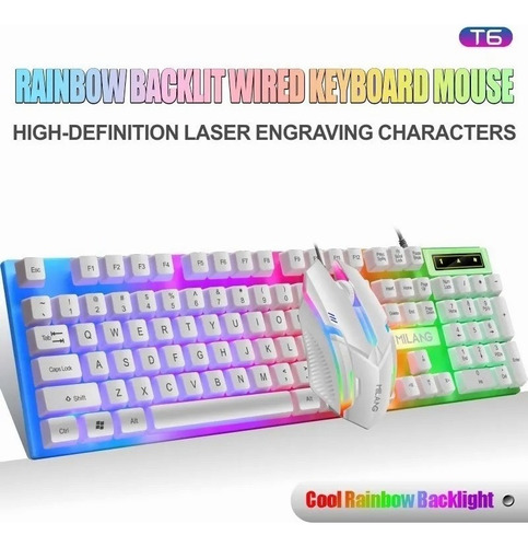 Kits Teclado Gamer Mecanico Alambrico Rgb Con Ratón Gamer