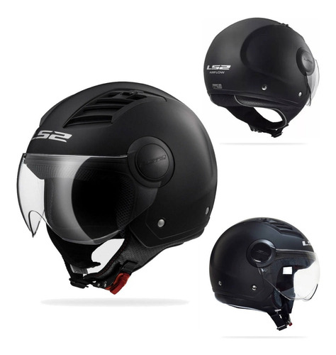 Casco Abierto Ls2 Airflow Solid Of562 Negro/mate 2019