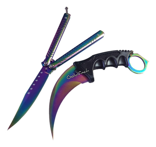 Set Cuchillo Kerambit Mariposa Tornasol Navaja Oferta Fsx10