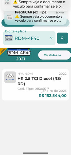 Hyundai HR 2.5 Hd Cab. Curta S/ Carroceria Tci 2p