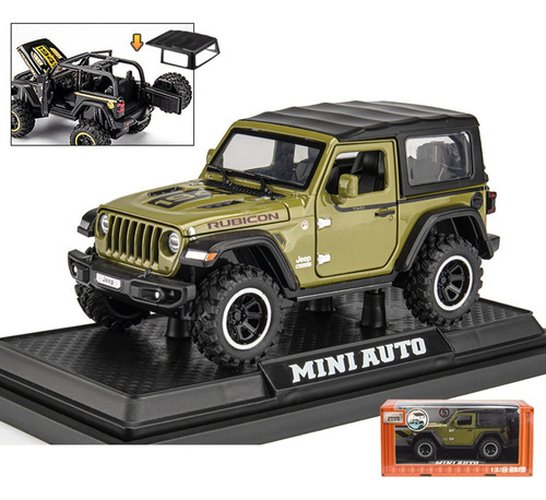 Jeep Wrangler Rubicon Miniatura Metal Coche Con Luz Y Sonido