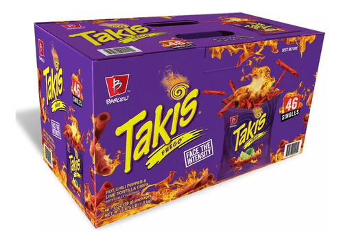 Takis Fuego Caja 1.3 Kg 46 Bolsas 28g C/u Importado