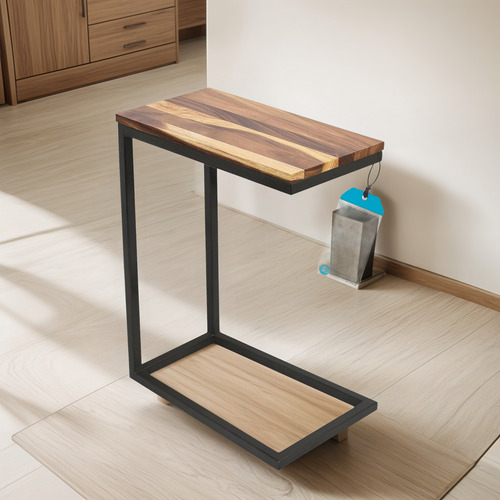 Mesa Auxiliar C De Madera De Acacia Con Bandeja Para Tv, Dis