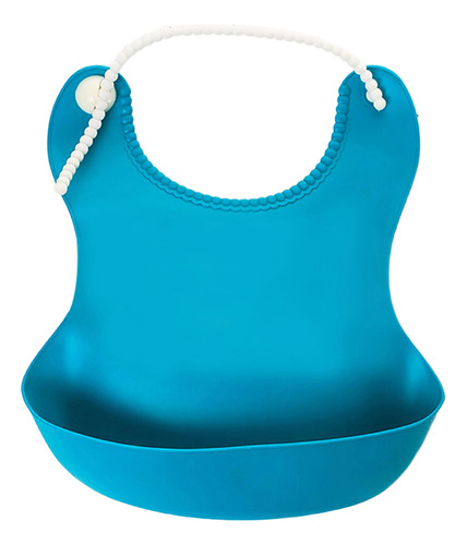 Babero De Silicona 3d Para Bebé 1-3a Impermeable Y Ajustable Color Liso Azul Acero 1-3 Años