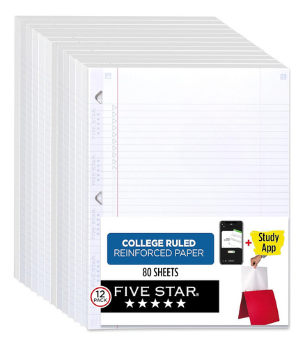 Loose Leaf Paper Plus Study App, 12 Pack, 3 Hole Punche...