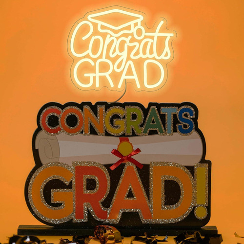 Señal De Neón Led Felicidades Grad 2025 32x25 Cm Dimmable
