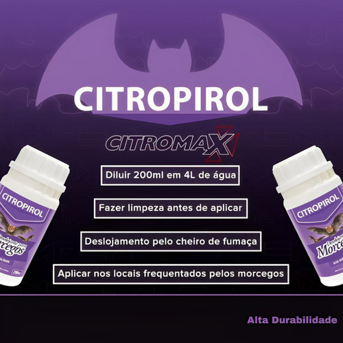 Kit 5 Unidades - Citropirol Desalojante Para Morcegos 200ml