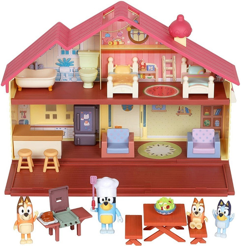 Playset Mega Casa Con Asador De Bluey Y 4 Figuras +3