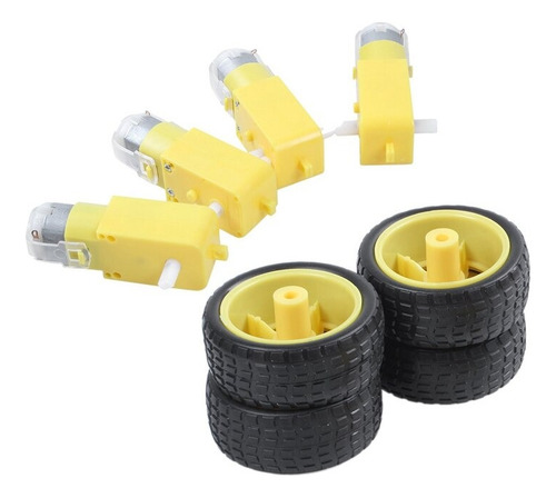 4 Piezas Motorreductor Con Llanta Para Carro Duinar Robot