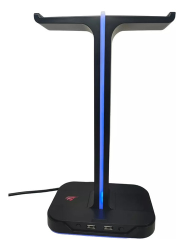 Soporte Dual Audífonos Diadema Usb Luz Rgb Organizador Cable