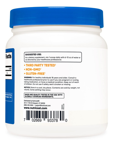 Suplemento Nutricost Pure L-citrulina Em Pó 600g